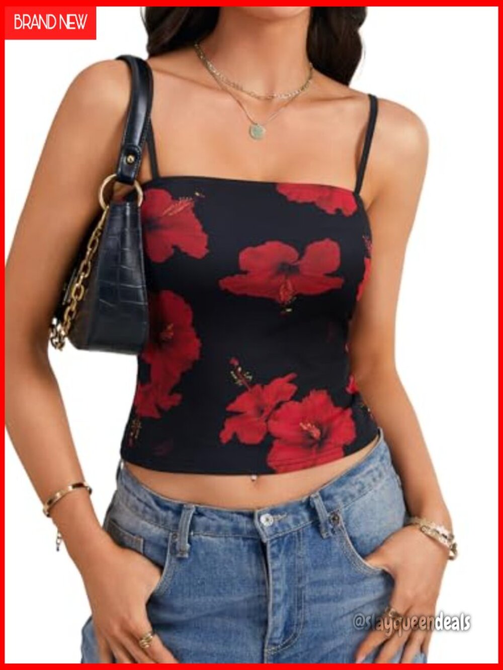 Floral Mesh Sleeveless Spaghetti Strap Y2K Going Out Crop Top Cami - Picture 2 of 6